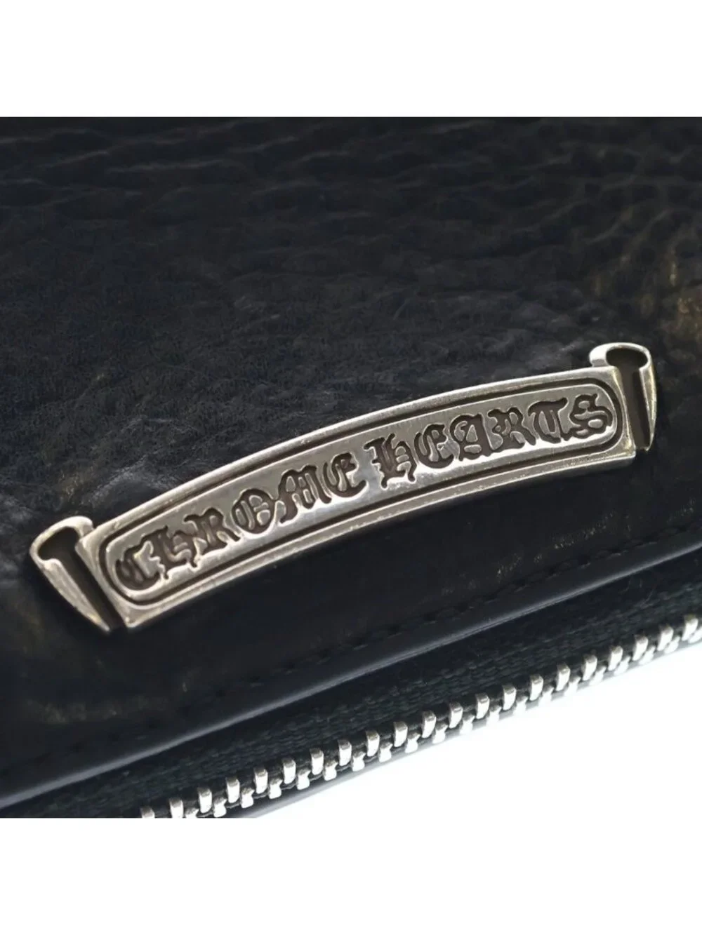 Chrome Hearts SQ Zip Bill Square Zip Leather Wallet Black